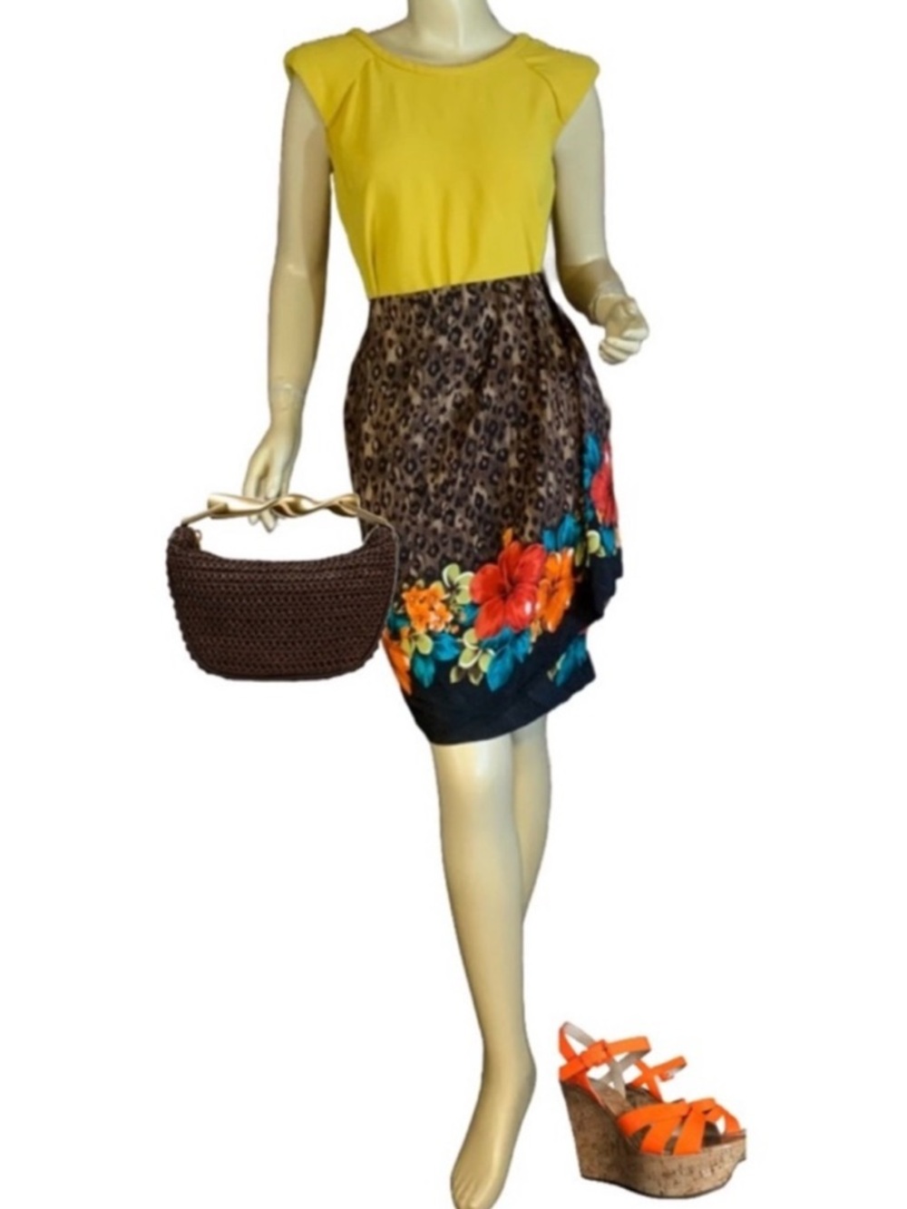 JACQUELINE FERRAR SILK VINTAGE 1990'S COLORFUL FLORAL & ANIMAL PRINT SKIRT (16)